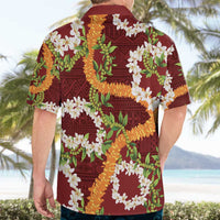 Aloha Festive Hawaii Hawaiian Shirt Mokihana - Maile and Ilima on Crimson - Polynesian Pride