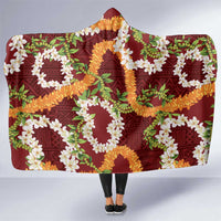 Aloha Festive Hawaii Hooded Blanket Mokihana - Maile and Ilima on Crimson LT7 One Size Crimson - Polynesian Pride