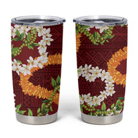 Aloha Festive Hawaii Tumbler Cup Mokihana - Maile and Ilima on Crimson - Polynesian Pride