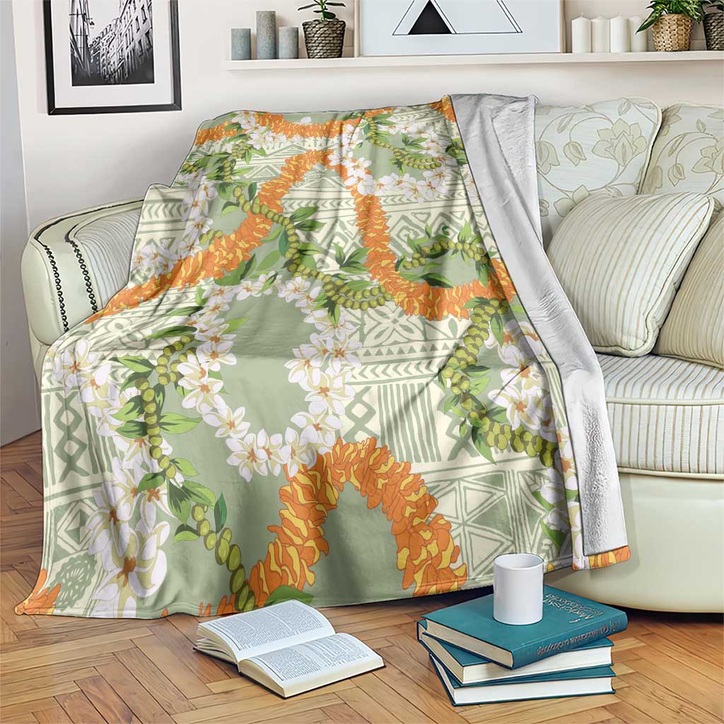 Aloha Festive Hawaii Blanket Mokihana - Maile Leis in Muted Summer - Polynesian Pride