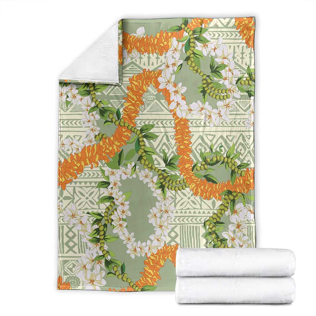Aloha Festive Hawaii Blanket Mokihana - Maile Leis in Muted Summer - Polynesian Pride