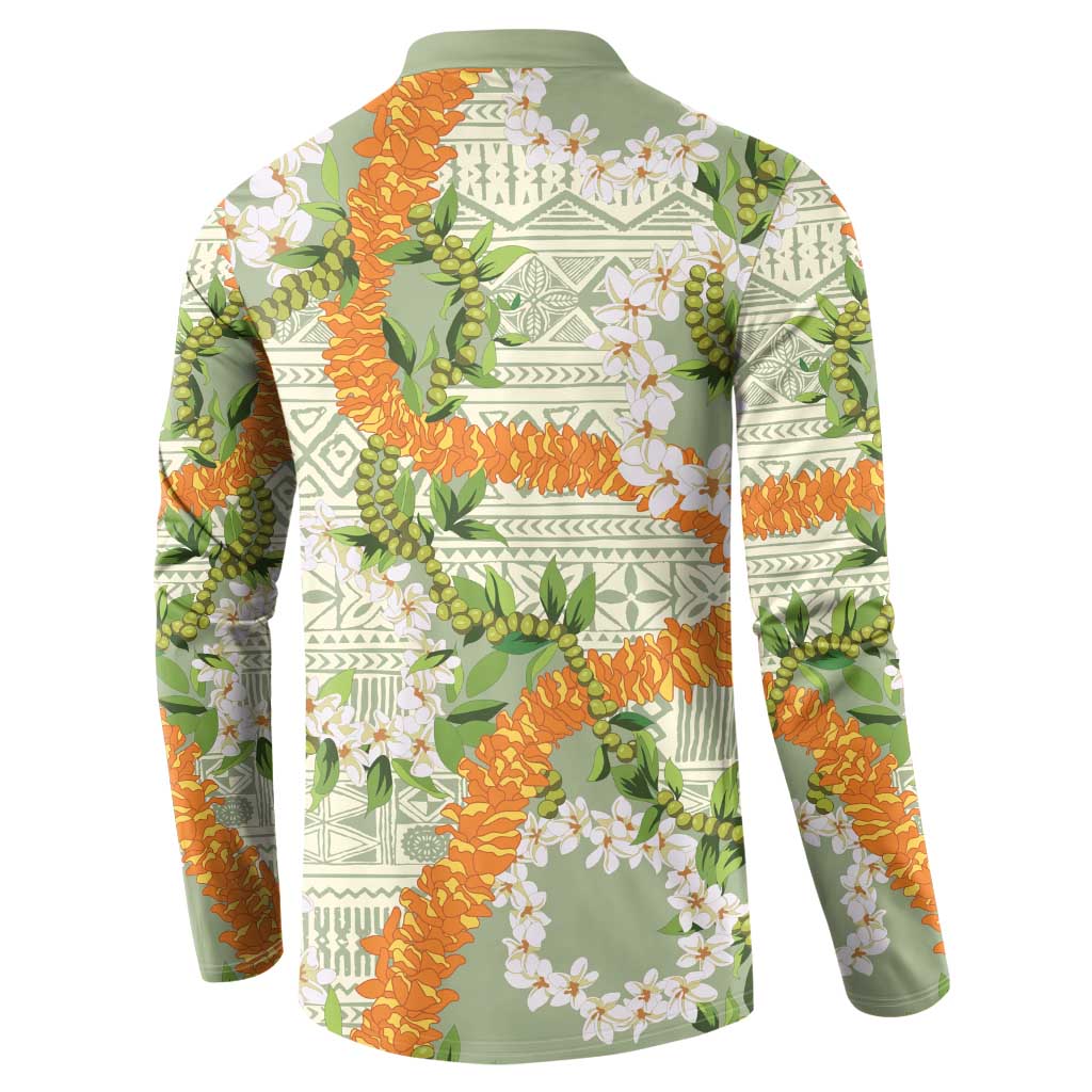 Aloha Festive Hawaii Button Sweatshirt Mokihana - Maile Leis in Muted Summer - Polynesian Pride