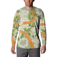 Aloha Festive Hawaii Button Sweatshirt Mokihana - Maile Leis in Muted Summer - Polynesian Pride