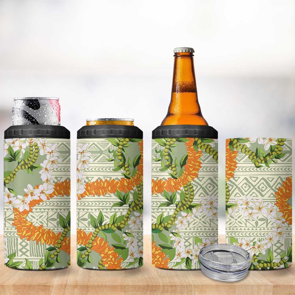 Aloha Festive Hawaii 4 in 1 Can Cooler Tumbler Mokihana - Maile Leis in Muted Summer - Polynesian Pride