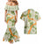 Aloha Festive Hawaii Couples Matching Mermaid Dress and Hawaiian Shirt Mokihana - Maile Leis in Muted Summer - Polynesian Pride