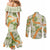 Aloha Festive Hawaii Couples Matching Mermaid Dress and Long Sleeve Button Shirt Mokihana - Maile Leis in Muted Summer - Polynesian Pride