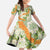 Aloha Festive Hawaii Family Matching Off The Shoulder Long Sleeve Dress and Hawaiian Shirt Mokihana - Maile Leis in Muted Summer - Polynesian Pride