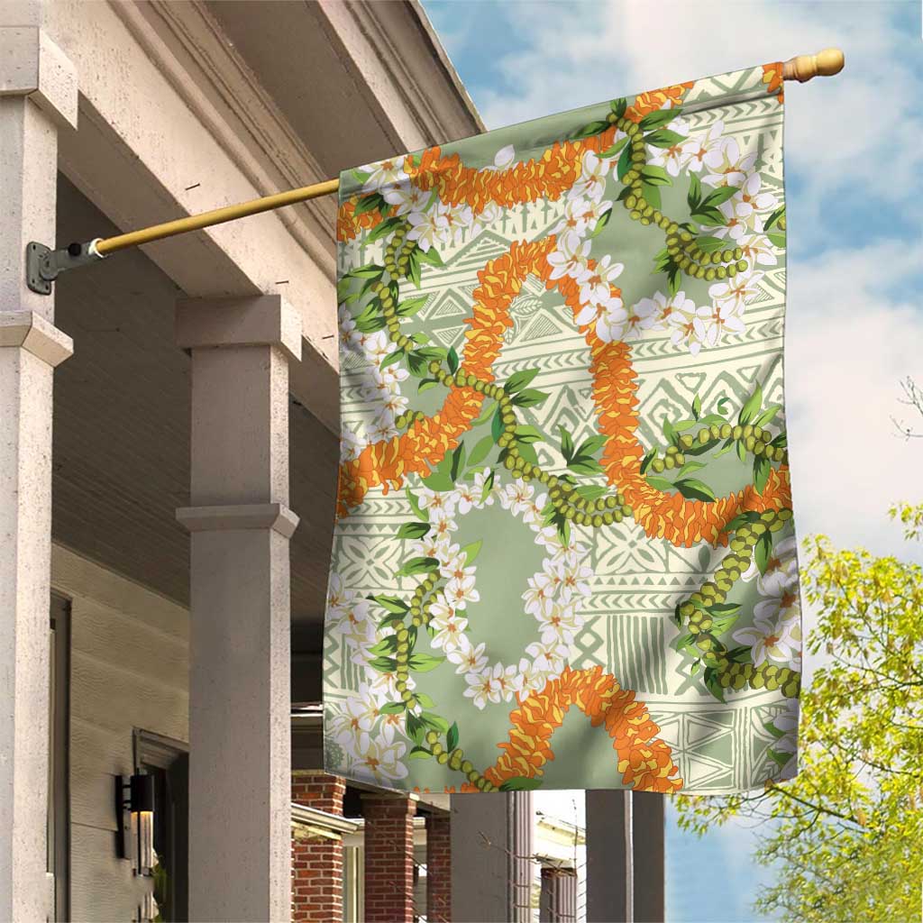 Aloha Festive Hawaii Garden Flag Mokihana - Maile Leis in Muted Summer - Polynesian Pride