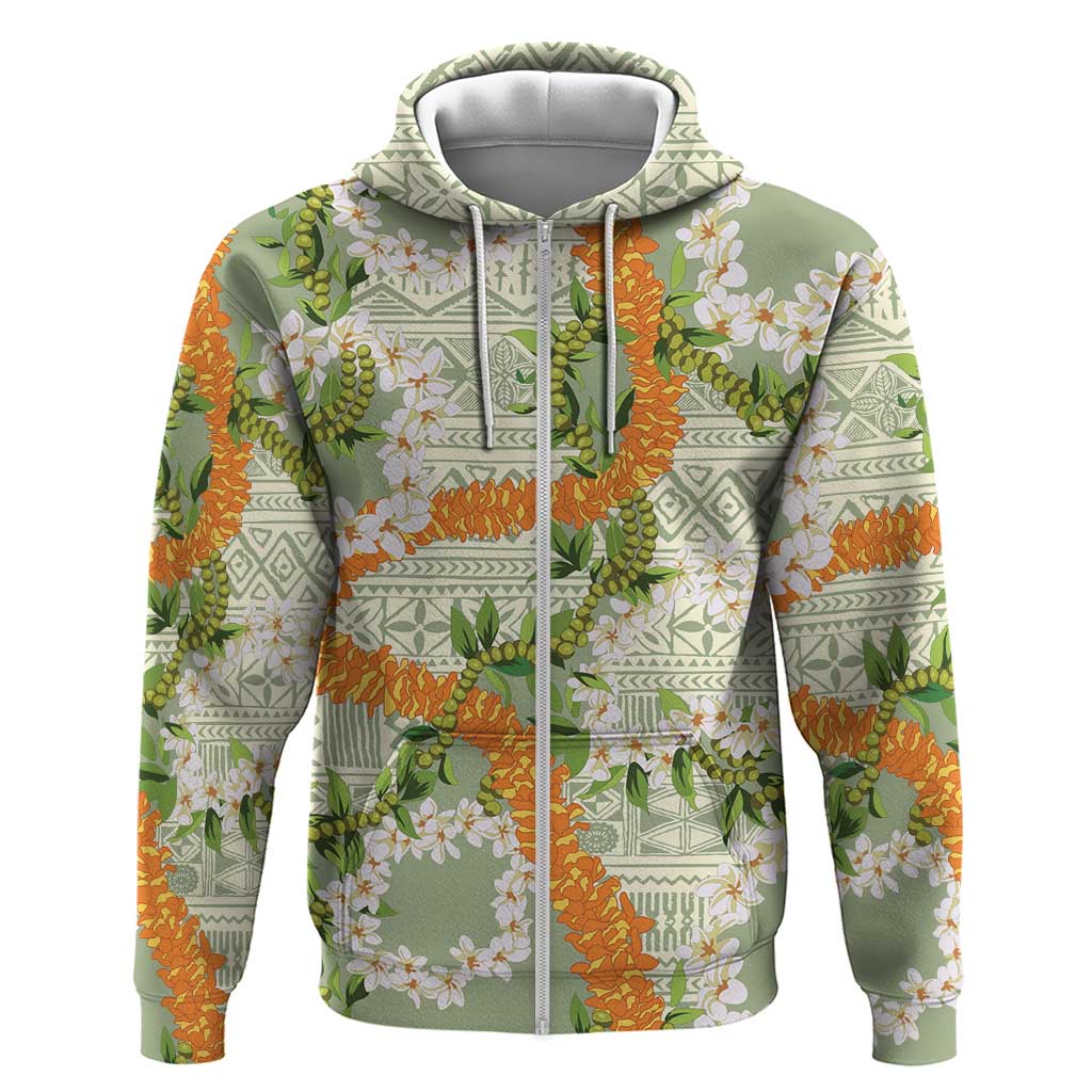Aloha Festive Hawaii Hoodie Mokihana - Maile Leis in Muted Summer - Polynesian Pride