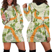 Aloha Festive Hawaii Hoodie Dress Mokihana - Maile Leis in Muted Summer - Polynesian Pride