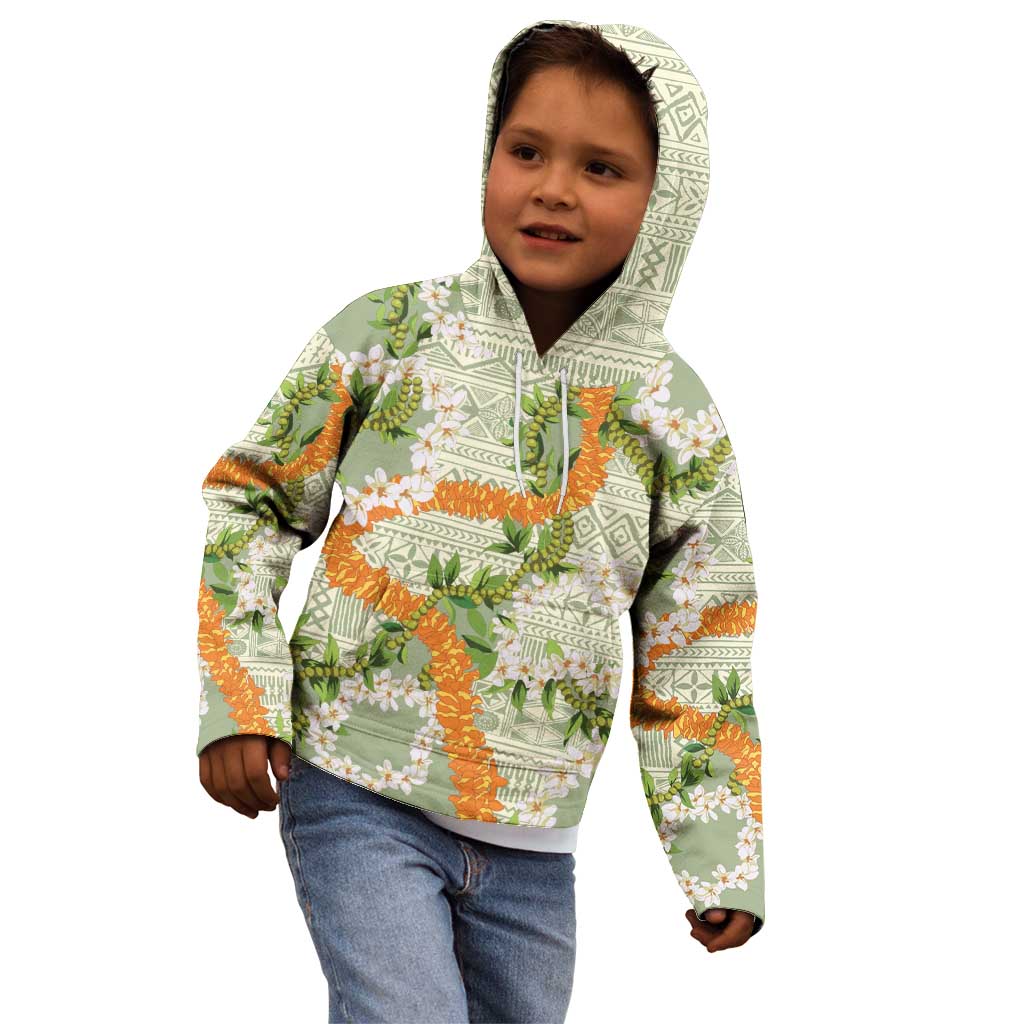 Aloha Festive Hawaii Kid Hoodie Mokihana - Maile Leis in Muted Summer - Polynesian Pride