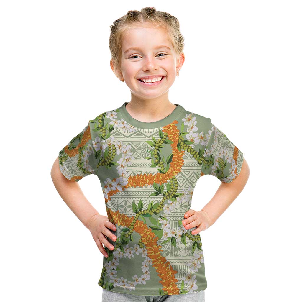 Aloha Festive Hawaii Kid T Shirt Mokihana - Maile Leis in Muted Summer - Polynesian Pride