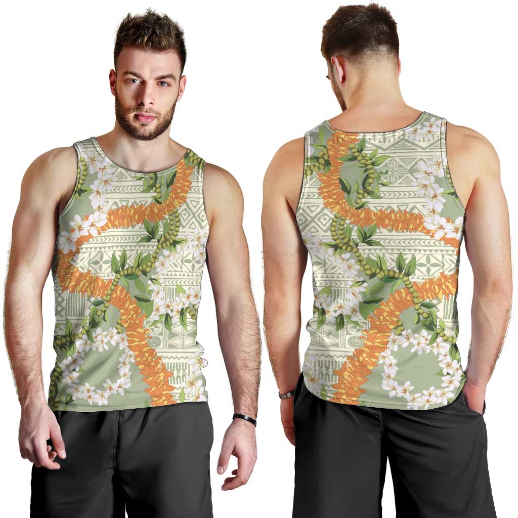 Aloha Festive Hawaii Men Tank Top Mokihana - Maile Leis in Muted Summer - Polynesian Pride