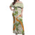 Aloha Festive Hawaii Off Shoulder Maxi Dress Mokihana - Maile Leis in Muted Summer - Polynesian Pride