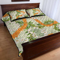 Aloha Festive Hawaii Quilt Bed Set Mokihana - Maile Leis in Muted Summer - Polynesian Pride