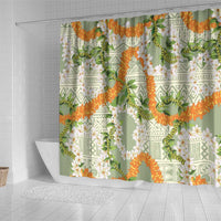Aloha Festive Hawaii Shower Curtain Mokihana - Maile Leis in Muted Summer - Polynesian Pride