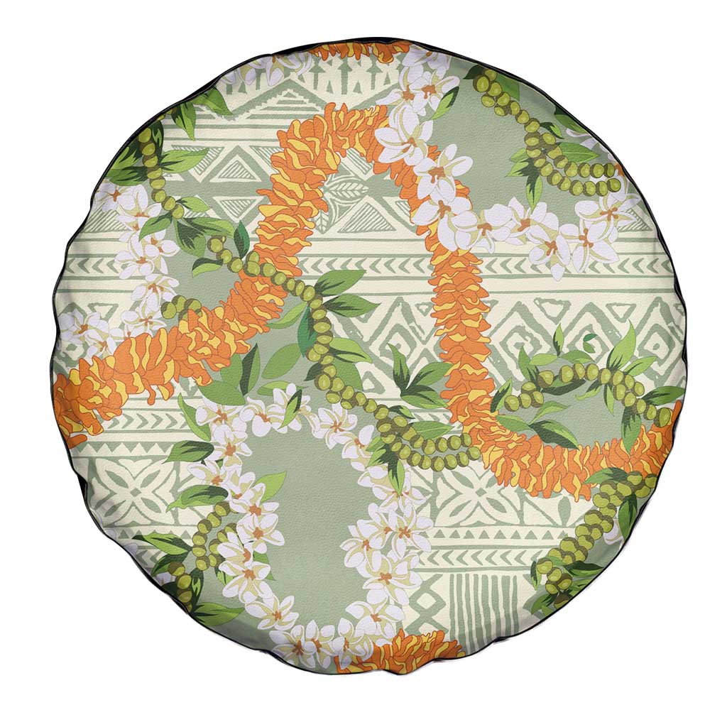Aloha Festive Hawaii Spare Tire Cover Mokihana - Maile Leis in Muted Summer - Polynesian Pride