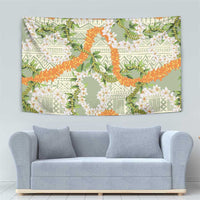 Aloha Festive Hawaii Tapestry Mokihana - Maile Leis in Muted Summer - Polynesian Pride