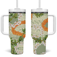 Aloha Festive Hawaii Tumbler With Handle Mokihana - Maile Leis in Muted Summer - Polynesian Pride