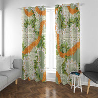 Aloha Festive Hawaii Window Curtain Mokihana - Maile Leis in Muted Summer - Polynesian Pride