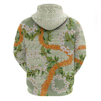 Aloha Festive Hawaii Zip Hoodie Mokihana - Maile Leis in Muted Summer - Polynesian Pride