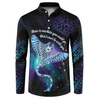 Polynesian Tala Manta Ray Button Sweatshirt Nowhere You Could Go That I Won't Be With You - Polynesian Pride