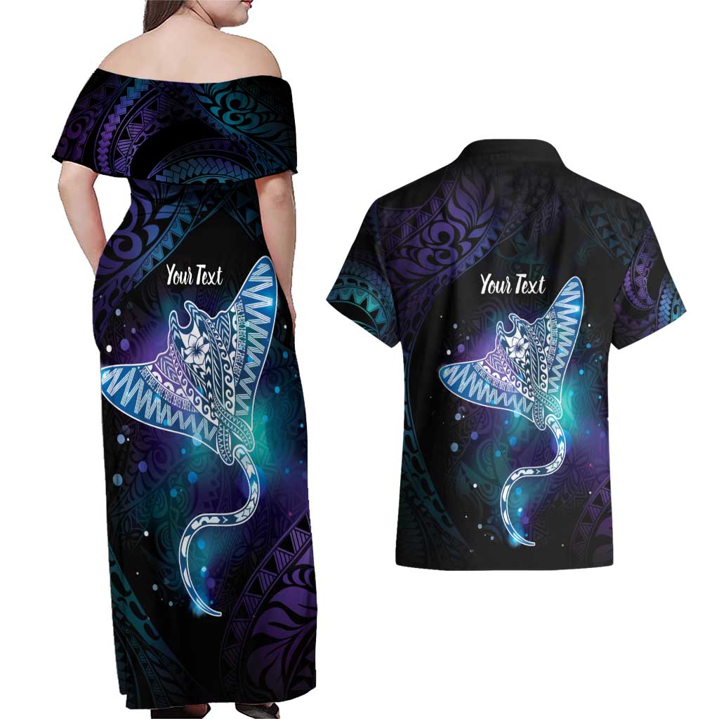 Polynesian Tala Manta Ray Couples Matching Off Shoulder Maxi Dress and Hawaiian Shirt Nowhere You Could Go That I Won't Be With You - Polynesian Pride