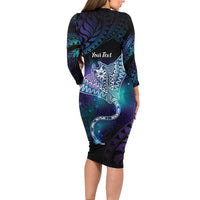 Polynesian Tala Manta Ray Family Matching Long Sleeve Bodycon Dress and Hawaiian Shirt Nowhere You Could Go That I Won't Be With You - Polynesian Pride