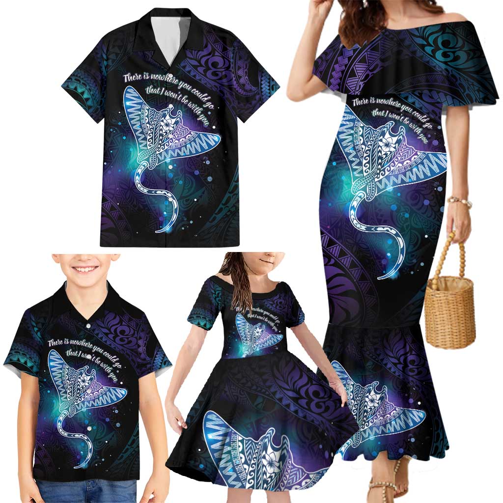 Polynesian Tala Manta Ray Family Matching Mermaid Dress and Hawaiian Shirt Nowhere You Could Go That I Won't Be With You - Polynesian Pride
