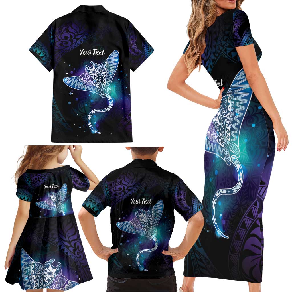 Polynesian Tala Manta Ray Family Matching Short Sleeve Bodycon Dress and Hawaiian Shirt Nowhere You Could Go That I Won't Be With You - Polynesian Pride