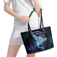 Polynesian Tala Manta Ray Leather Tote Bag Nowhere You Could Go That I Won't Be With You - Polynesian Pride