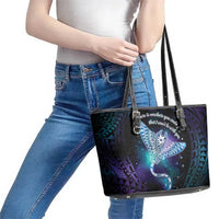 Polynesian Tala Manta Ray Leather Tote Bag Nowhere You Could Go That I Won't Be With You - Polynesian Pride