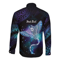 Polynesian Tala Manta Ray Long Sleeve Button Shirt Nowhere You Could Go That I Won't Be With You - Polynesian Pride
