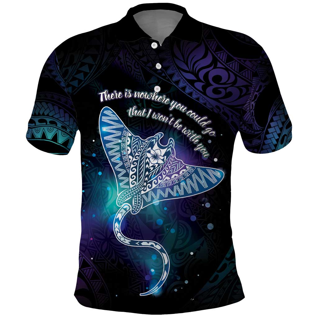 Polynesian Tala Manta Ray Polo Shirt Nowhere You Could Go That I Won't Be With You - Polynesian Pride