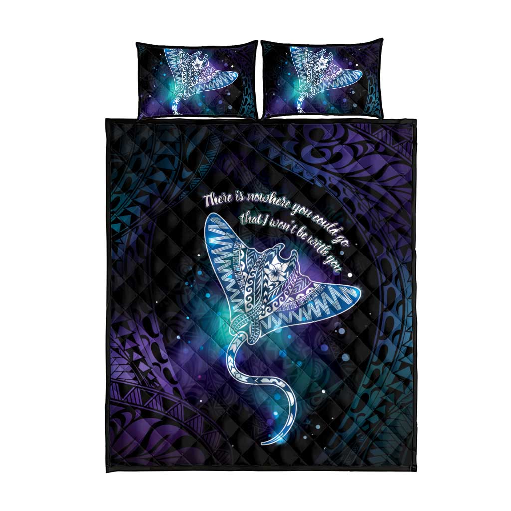 Polynesian Tala Manta Ray Quilt Bed Set Nowhere You Could Go That I Won't Be With You - Polynesian Pride