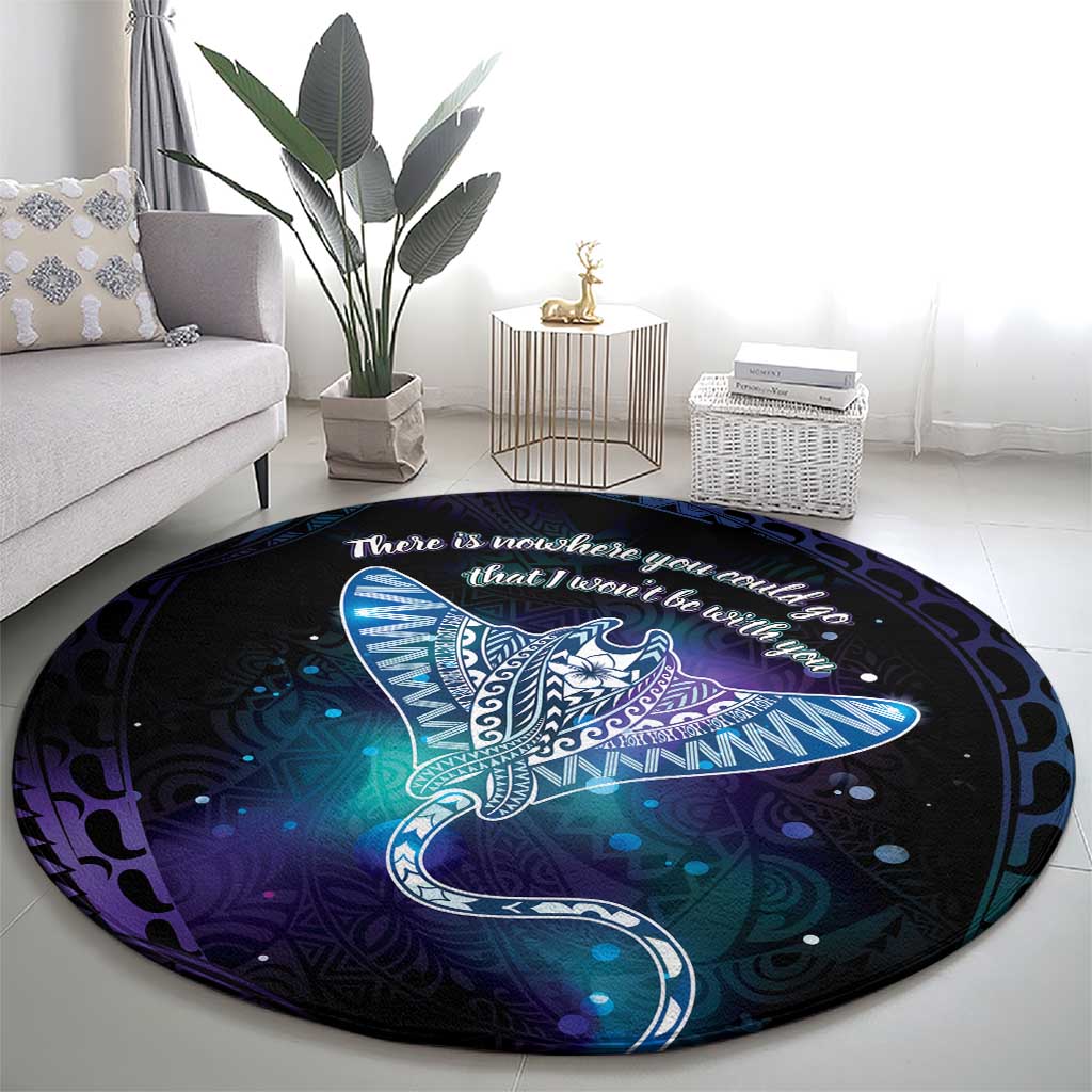 Polynesian Tala Manta Ray Round Carpet Nowhere You Could Go That I Won't Be With You - Polynesian Pride