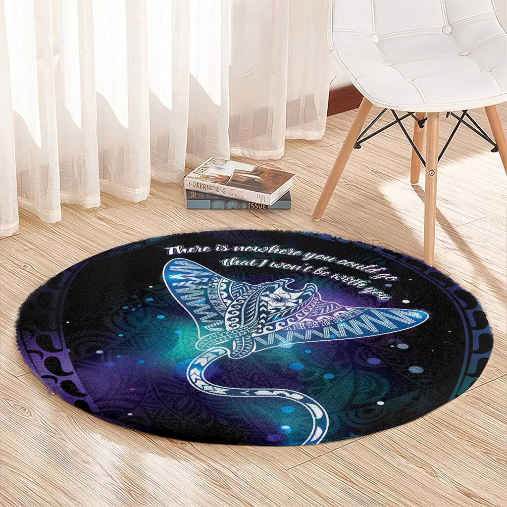 Polynesian Tala Manta Ray Round Carpet Nowhere You Could Go That I Won't Be With You - Polynesian Pride