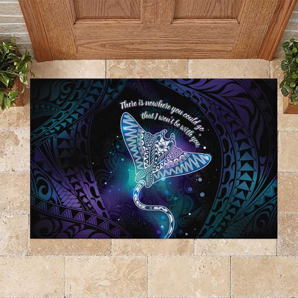 Polynesian Tala Manta Ray Rubber Doormat Nowhere You Could Go That I Won't Be With You - Polynesian Pride