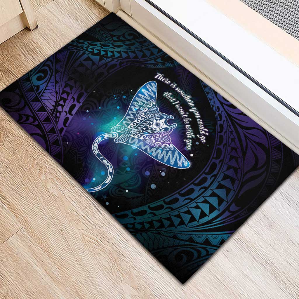 Polynesian Tala Manta Ray Rubber Doormat Nowhere You Could Go That I Won't Be With You - Polynesian Pride