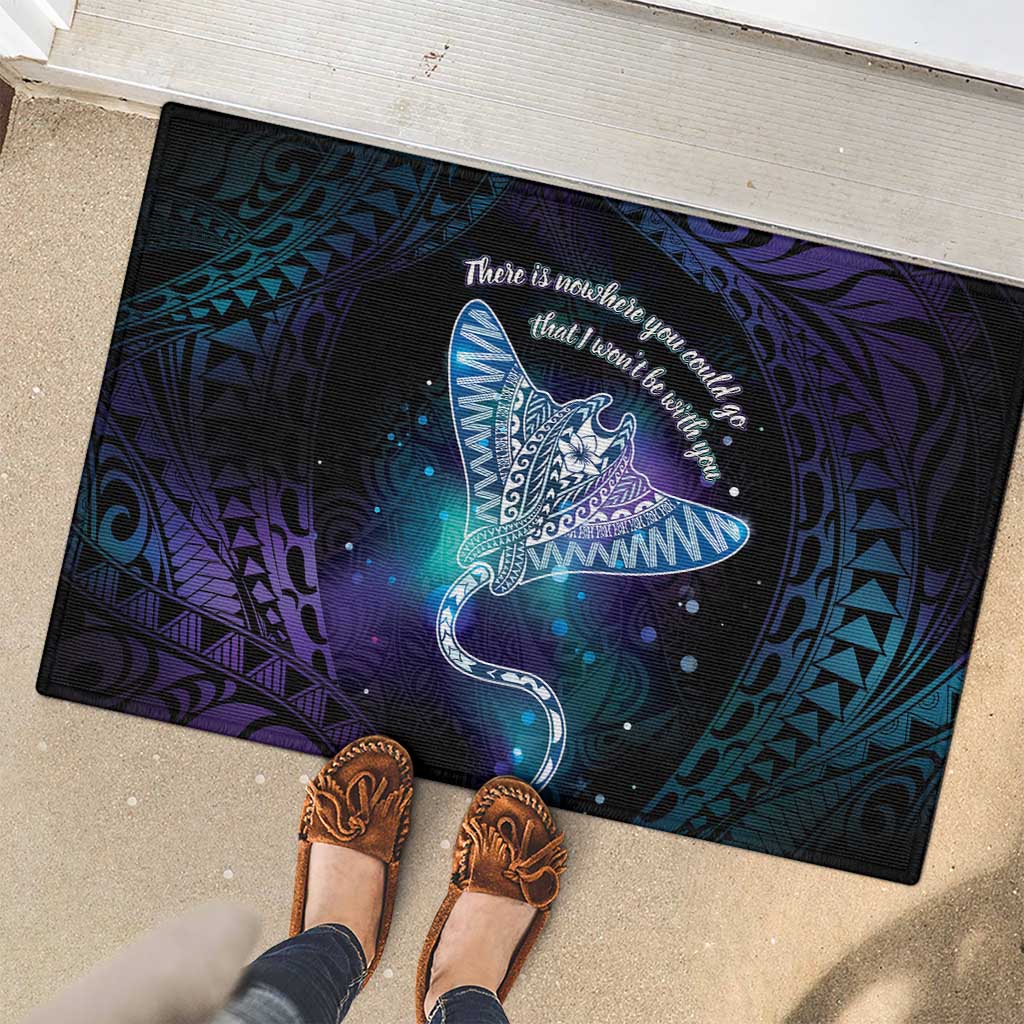 Polynesian Tala Manta Ray Rubber Doormat Nowhere You Could Go That I Won't Be With You - Polynesian Pride