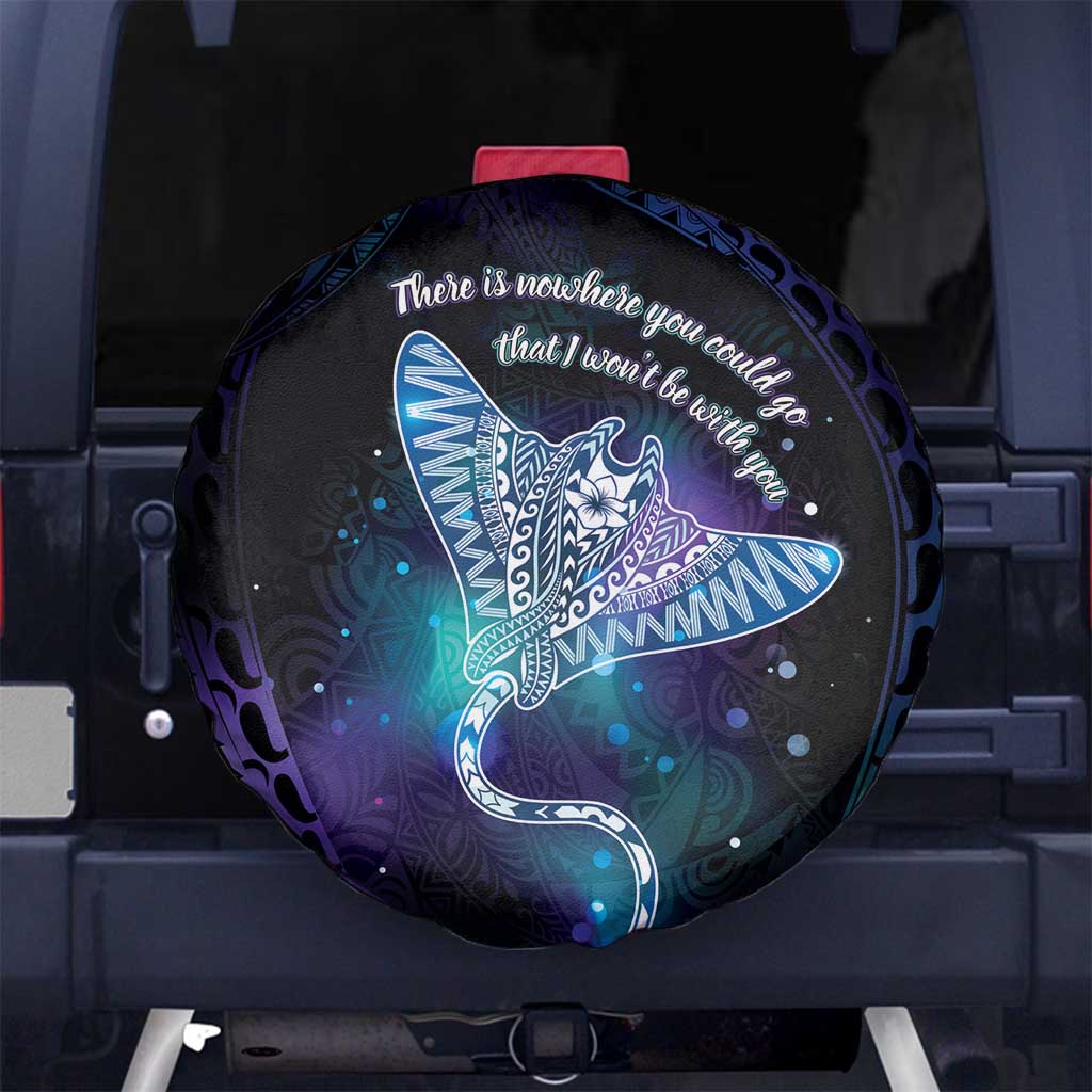 Polynesian Tala Manta Ray Spare Tire Cover Nowhere You Could Go That I Won't Be With You - Polynesian Pride