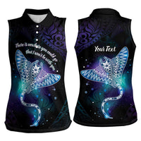 Polynesian Tala Manta Ray Women Sleeveless Polo Shirt Nowhere You Could Go That I Won't Be With You - Polynesian Pride