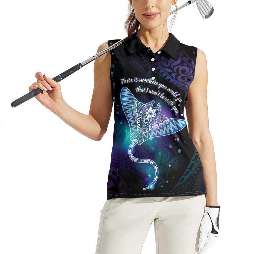 Polynesian Tala Manta Ray Women Sleeveless Polo Shirt Nowhere You Could Go That I Won't Be With You - Polynesian Pride