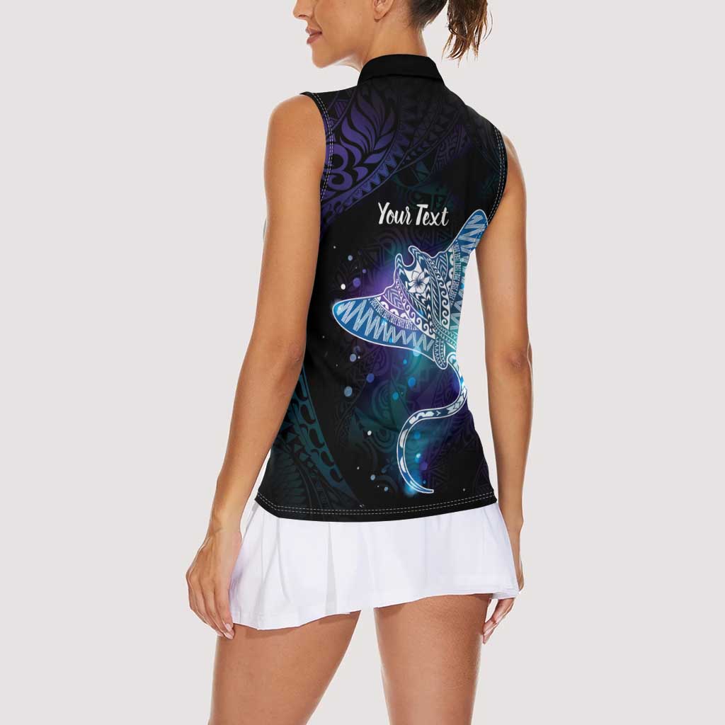 Polynesian Tala Manta Ray Women Sleeveless Polo Shirt Nowhere You Could Go That I Won't Be With You - Polynesian Pride