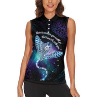Polynesian Tala Manta Ray Women Sleeveless Polo Shirt Nowhere You Could Go That I Won't Be With You - Polynesian Pride