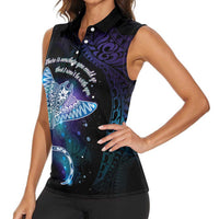Polynesian Tala Manta Ray Women Sleeveless Polo Shirt Nowhere You Could Go That I Won't Be With You - Polynesian Pride