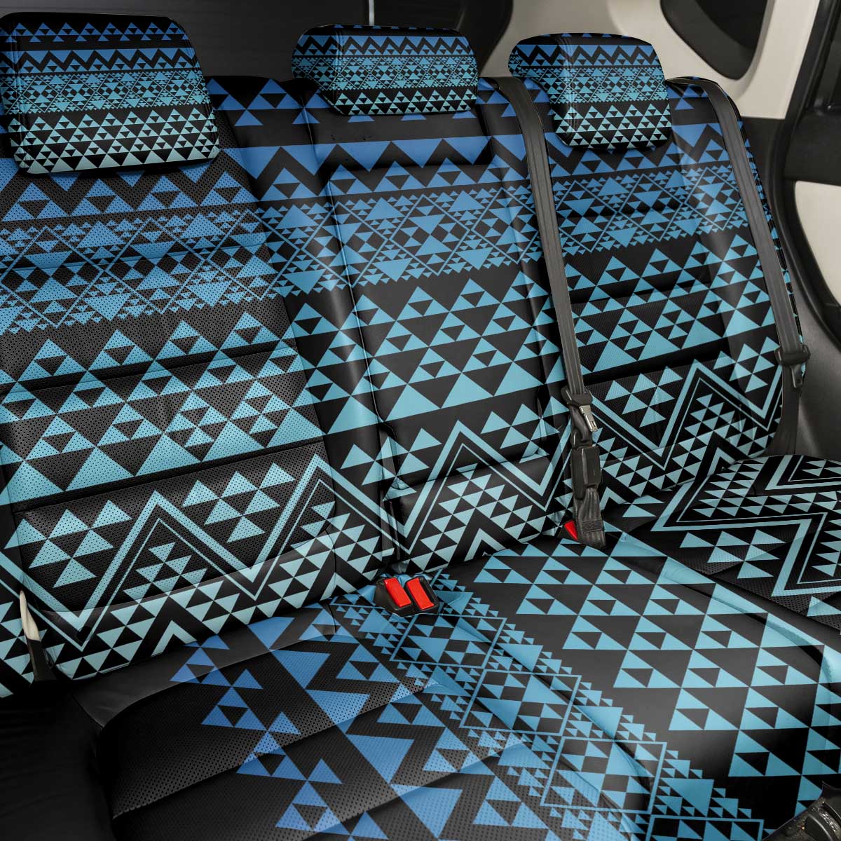Maori Niho Taniwha Te Wheiao Back Car Seat Cover Moana Blue - Polynesian Pride