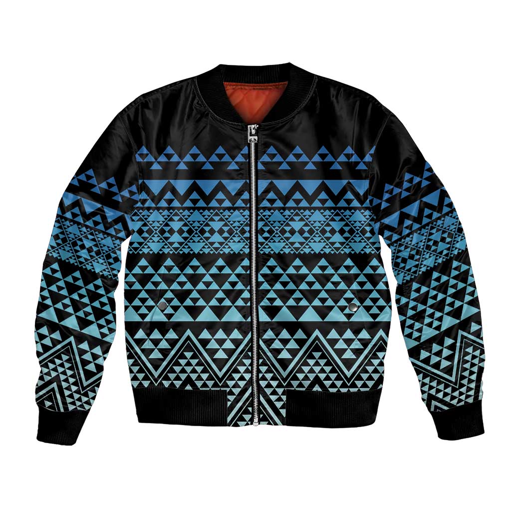 Maori Niho Taniwha Te Wheiao Bomber Jacket Moana Blue - Polynesian Pride