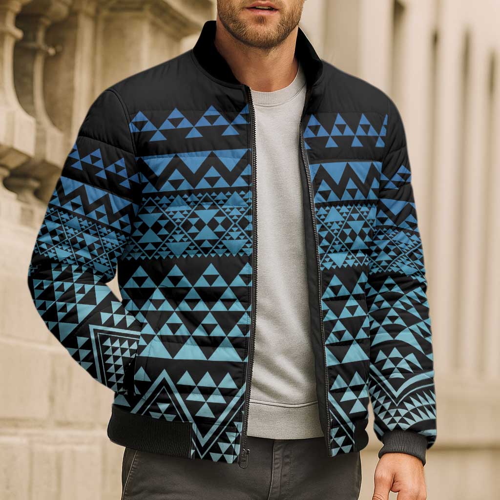 Maori Niho Taniwha Te Wheiao Bomber Puffer Jacket Moana Blue - Polynesian Pride