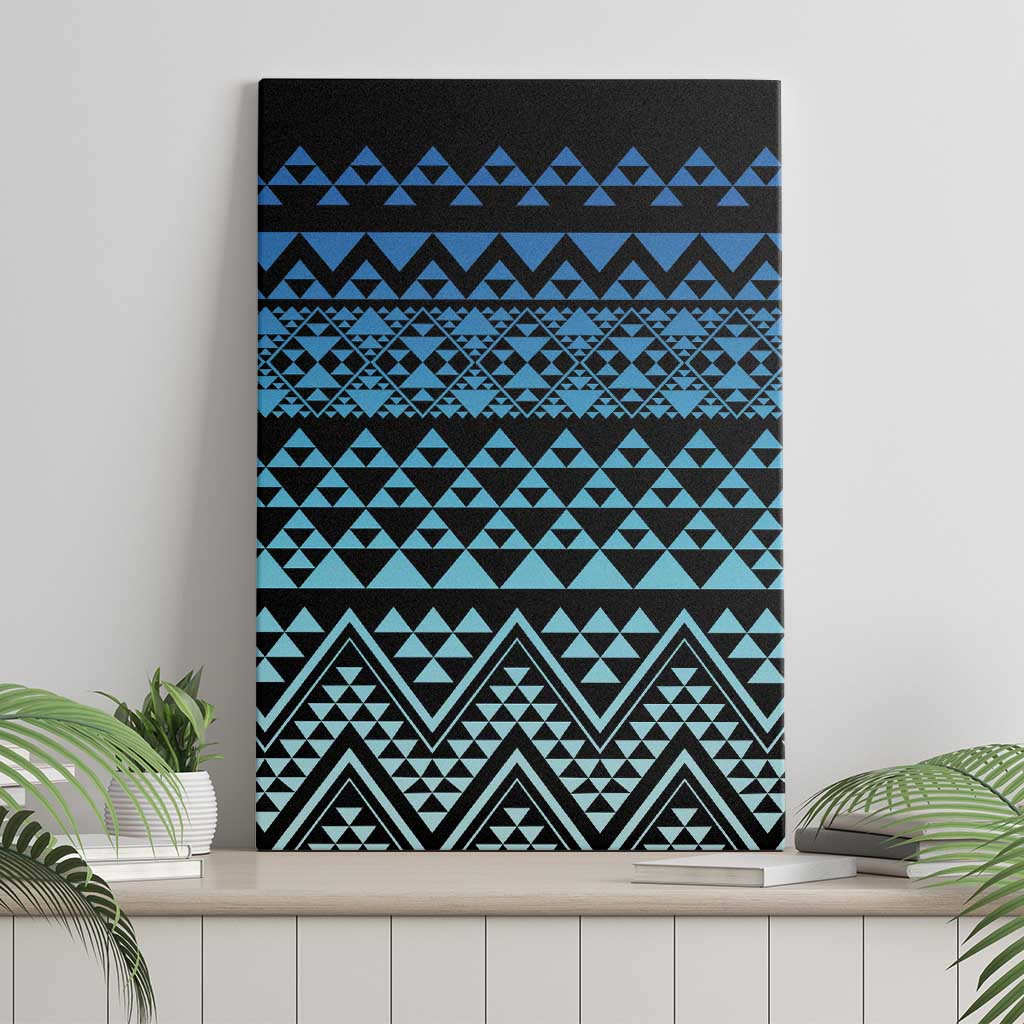 Maori Niho Taniwha Te Wheiao Canvas Wall Art Moana Blue - Polynesian Pride